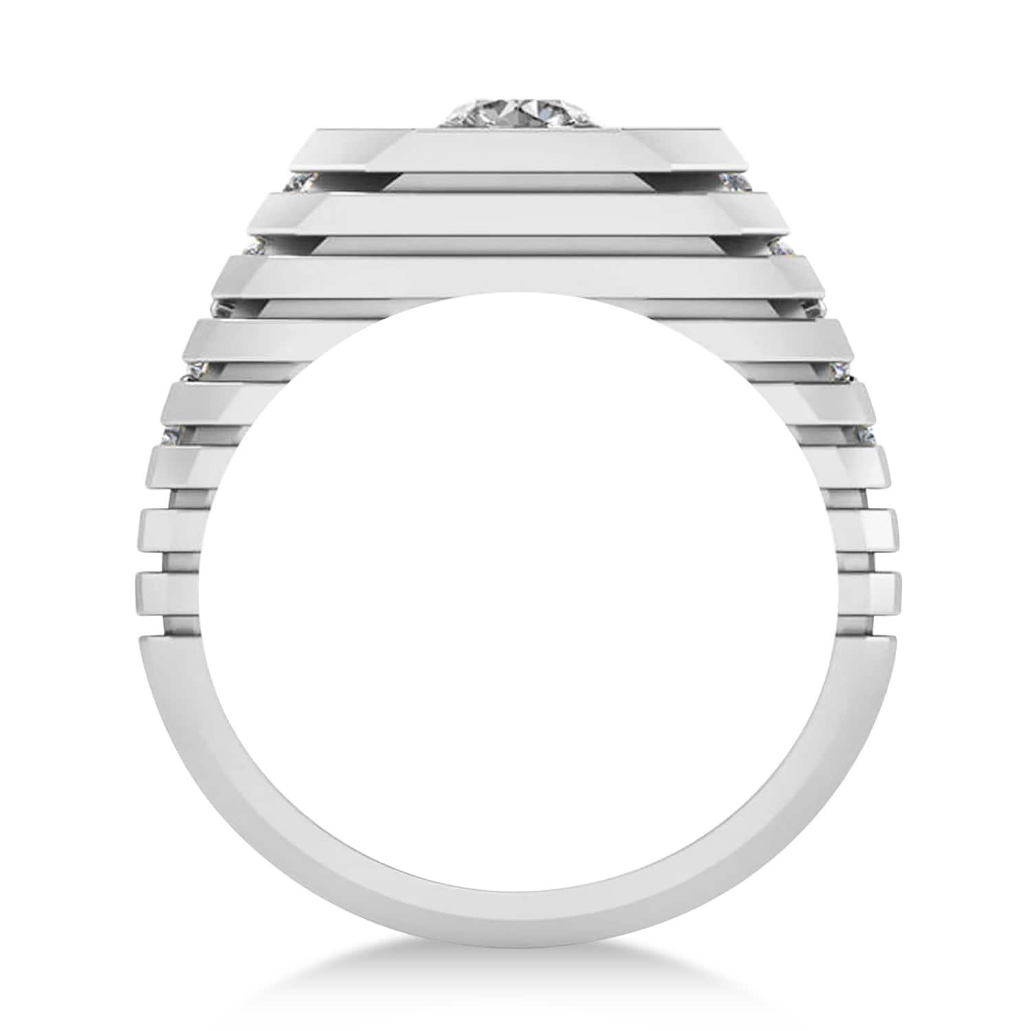 Diamond Chest Men's Ring/Wedding Band 14k White Gold (1.20ct)