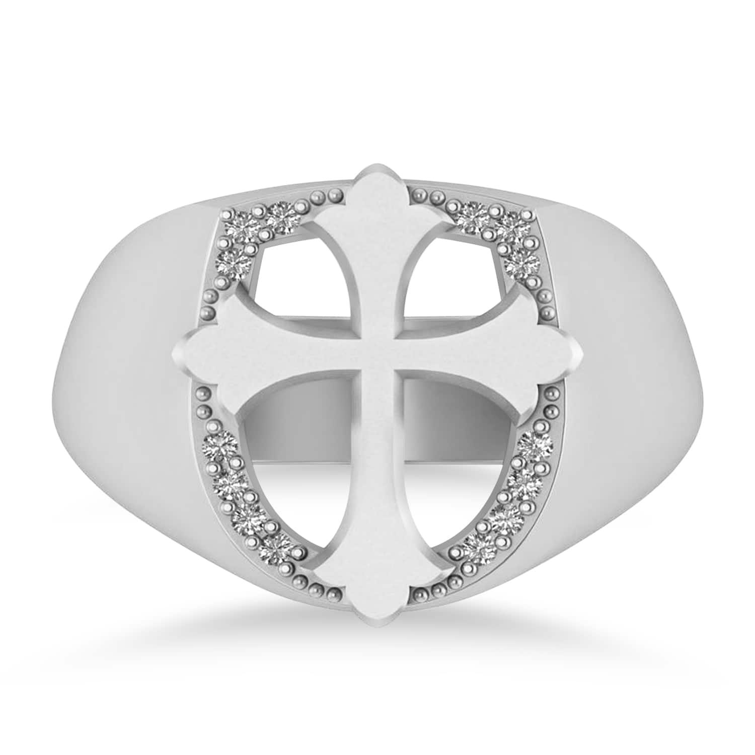 Diamond Cross Cigar Men's Ring 14k White Gold (0.14ct)