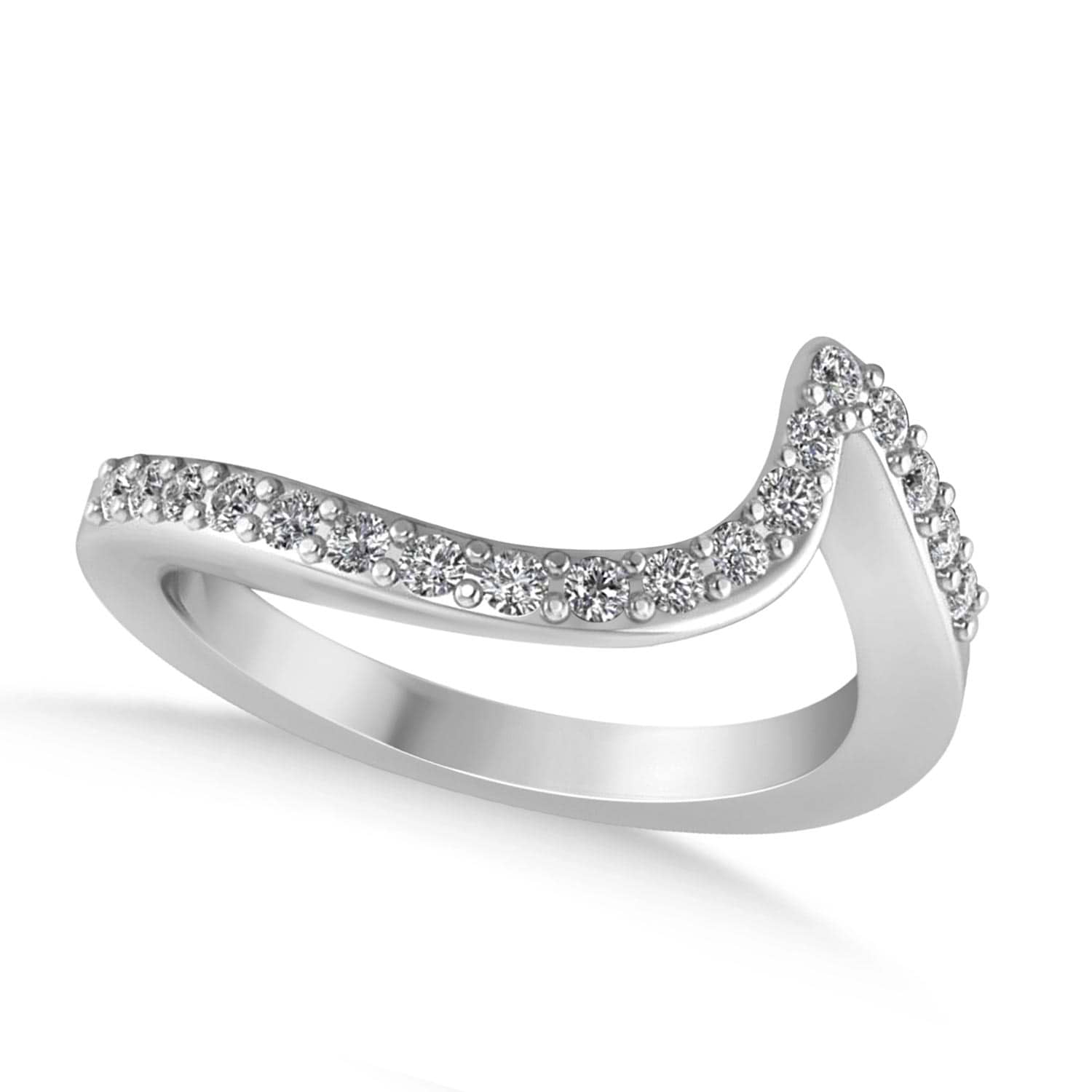 Diamond Accented Tension Set Wedding Band 14k White Gold (0.18ct)