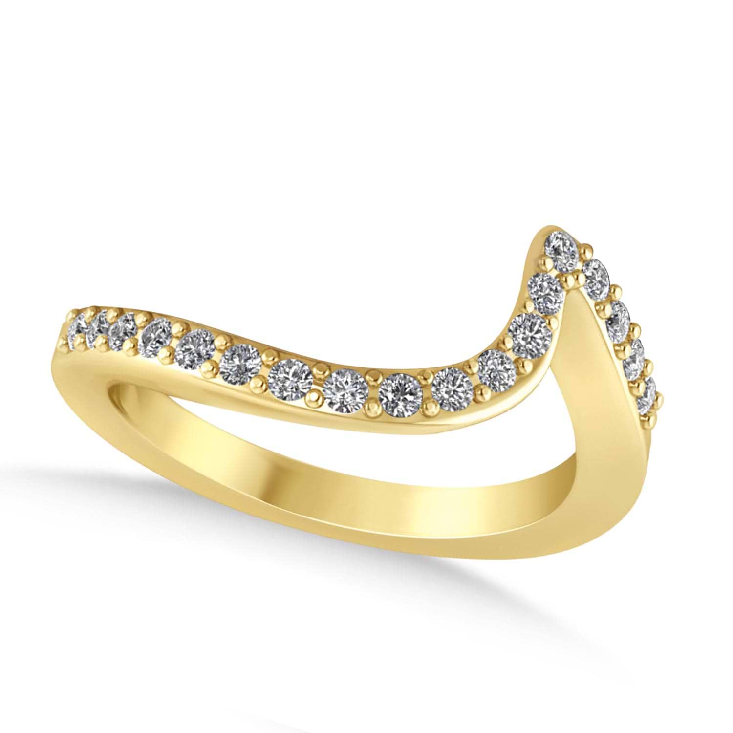 Diamond Accented Tension Set Wedding Band 18k Yellow Gold (0.18ct)