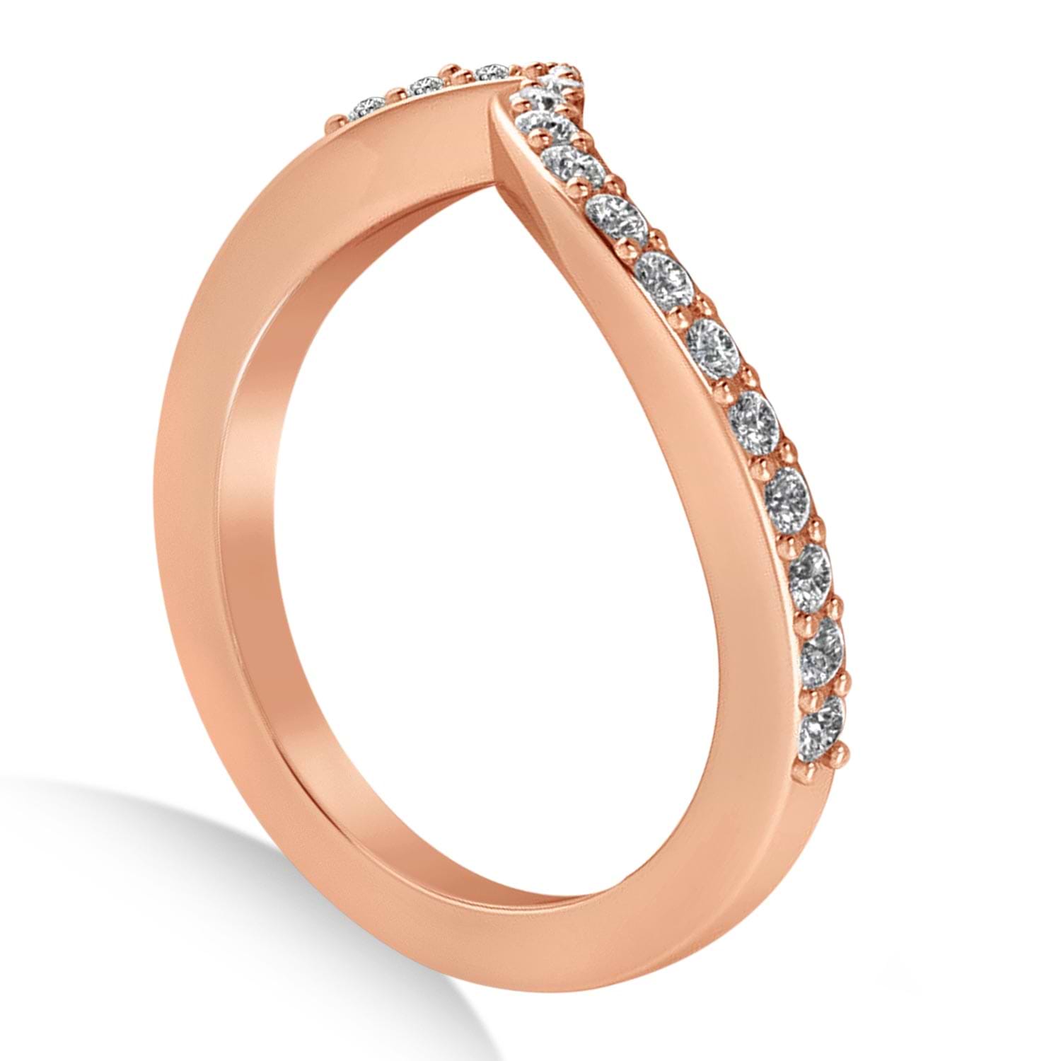 Lab Grown Diamond Accented Tension Set Wedding Band 14k Rose Gold (0.18ct)