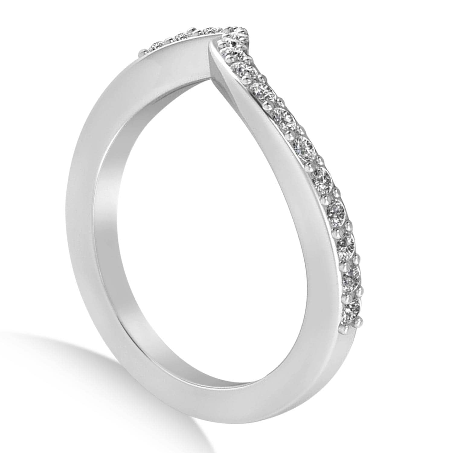 Lab Grown Diamond Accented Tension Set Wedding Band 18k White Gold (0.18ct)