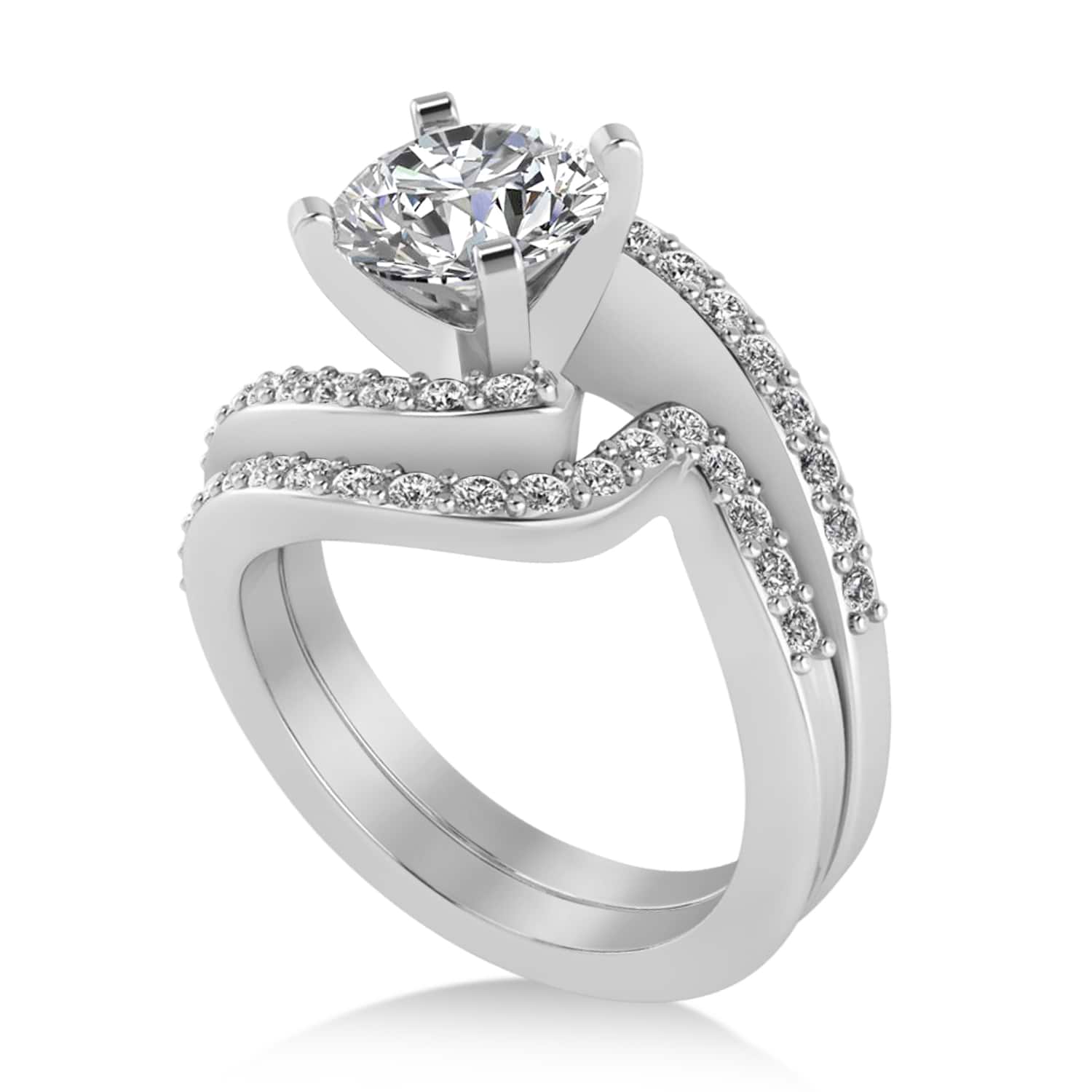 Lab Grown Diamond Accented Tension Set Bridal Set 14k White Gold (0.35ct)