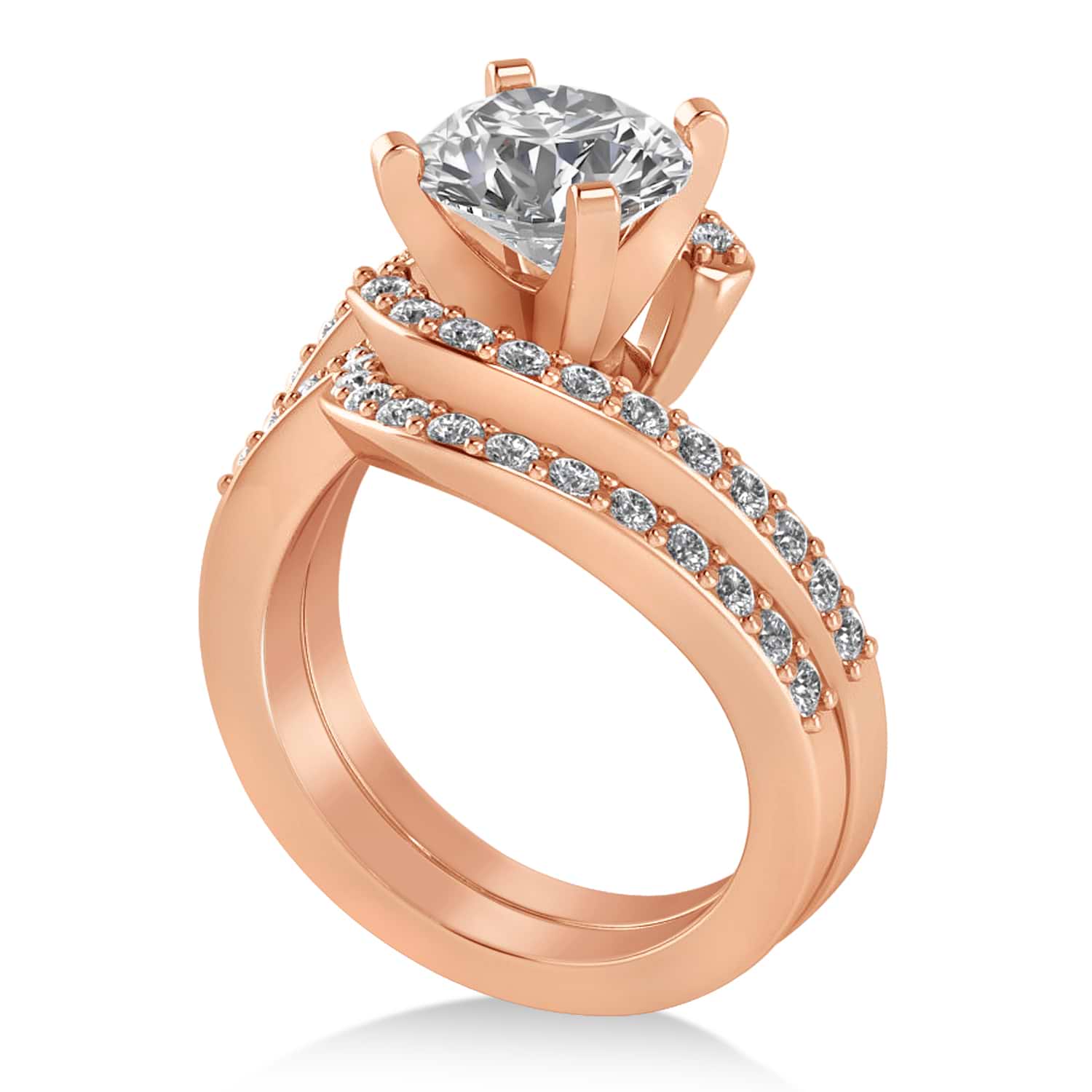 Lab Grown Diamond Accented Tension Set Bridal Set 18k Rose Gold (0.35ct)