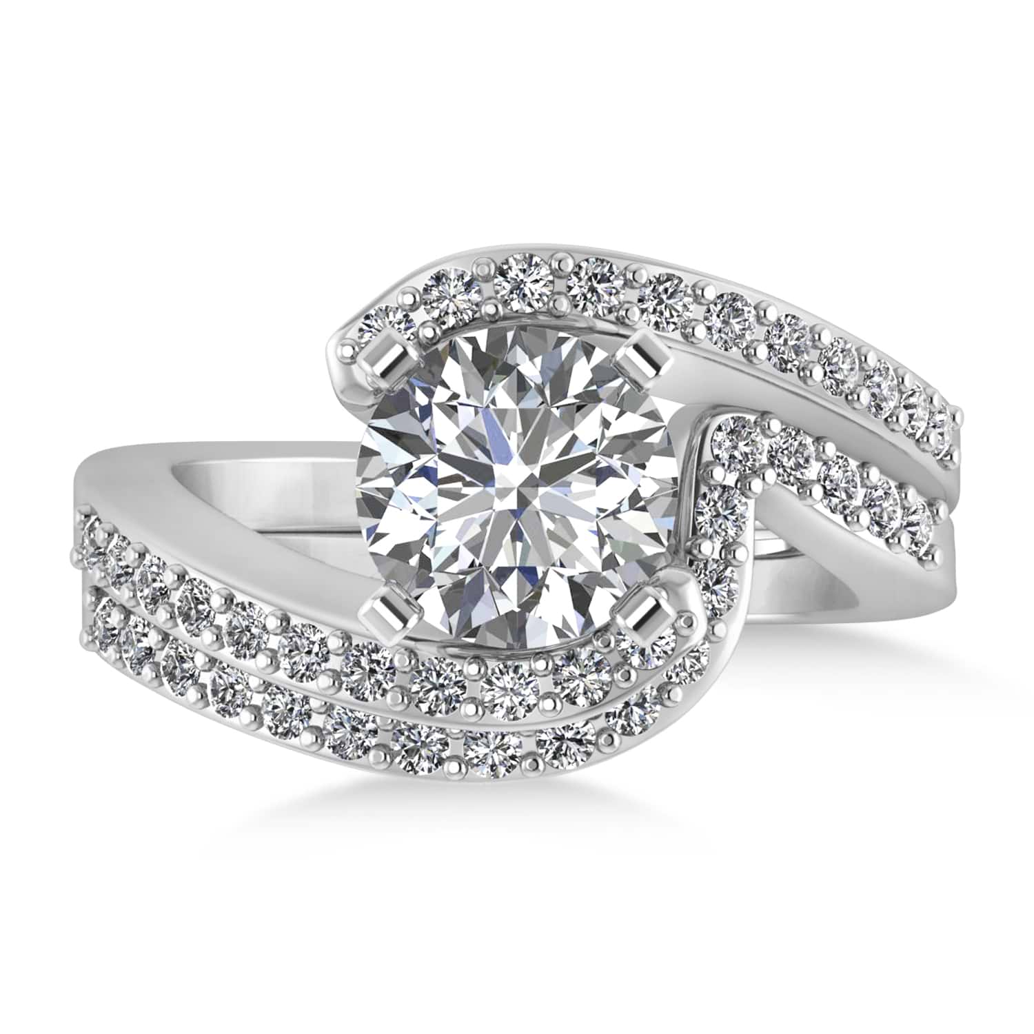 Lab Grown Diamond Accented Tension Set Bridal Set Platinum (0.35ct)
