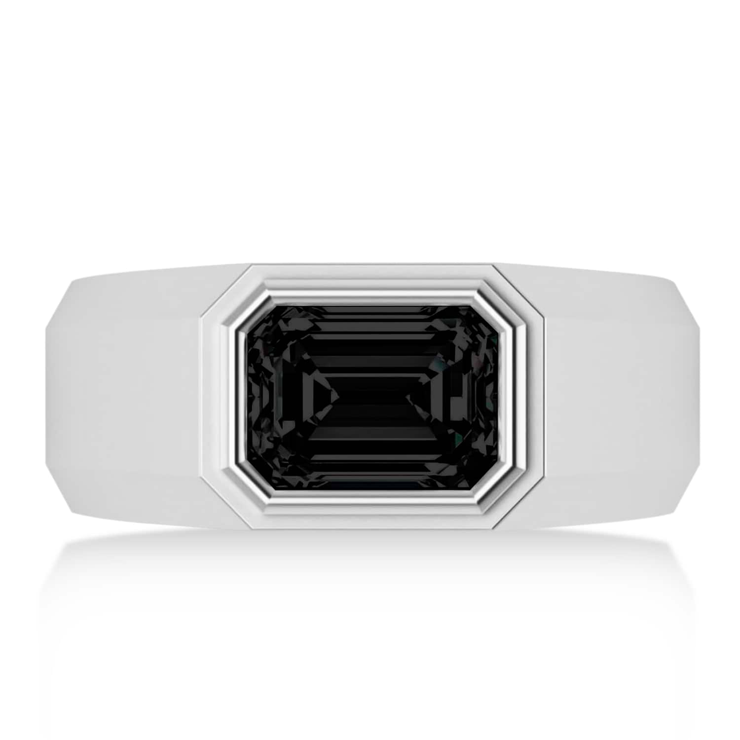 Black Diamond Solitaire Men's Engagement Ring 14k White Gold (2.50ct)