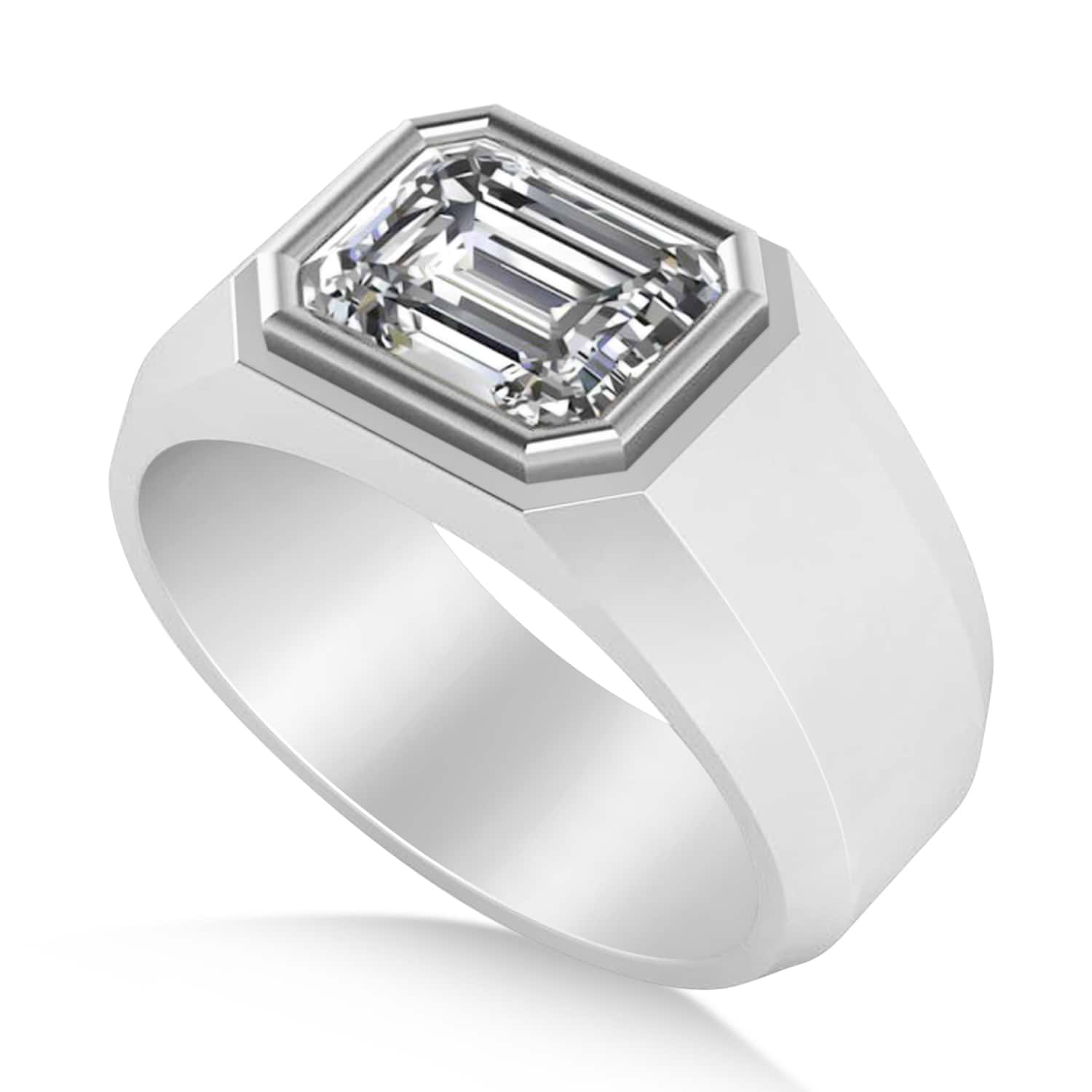 Lab Grown Diamond Solitaire Men's Engagement Ring 14k White Gold (2.50ct)