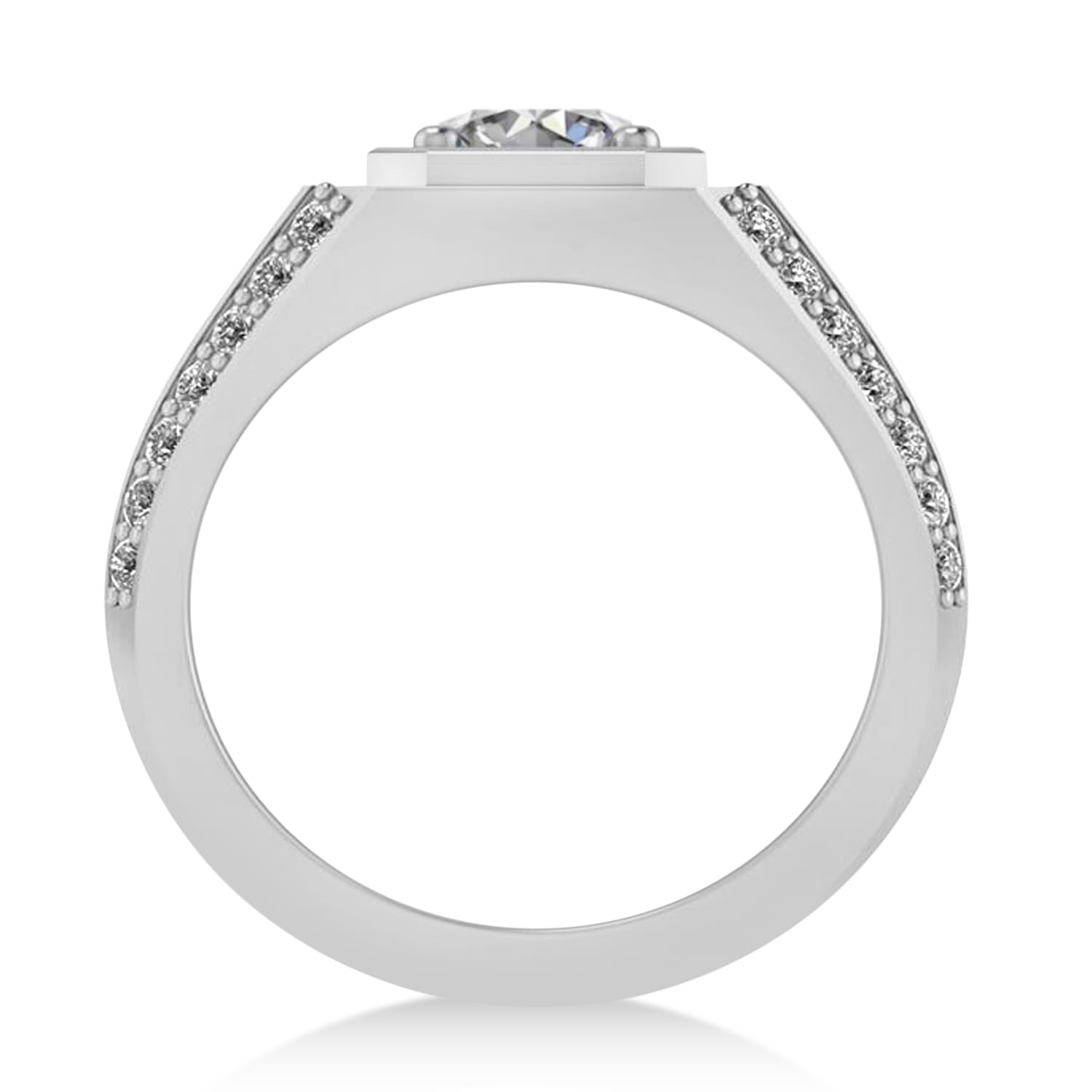 Diamond Accented Men's Engagement Ring 14k White Gold (2.06ct)