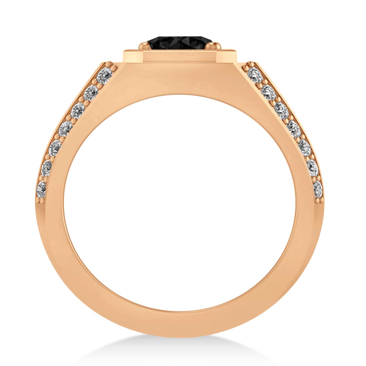 Black & White Diamond Accented Men's Engagement Ring 14k Rose Gold (2.06ct)