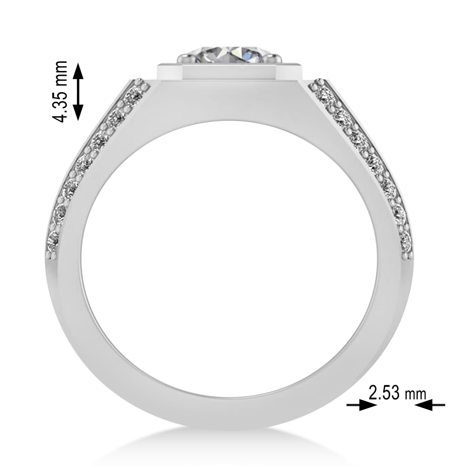 Lab Grown Diamond Accented Men's Engagement Ring 14k White Gold (2.06ct)