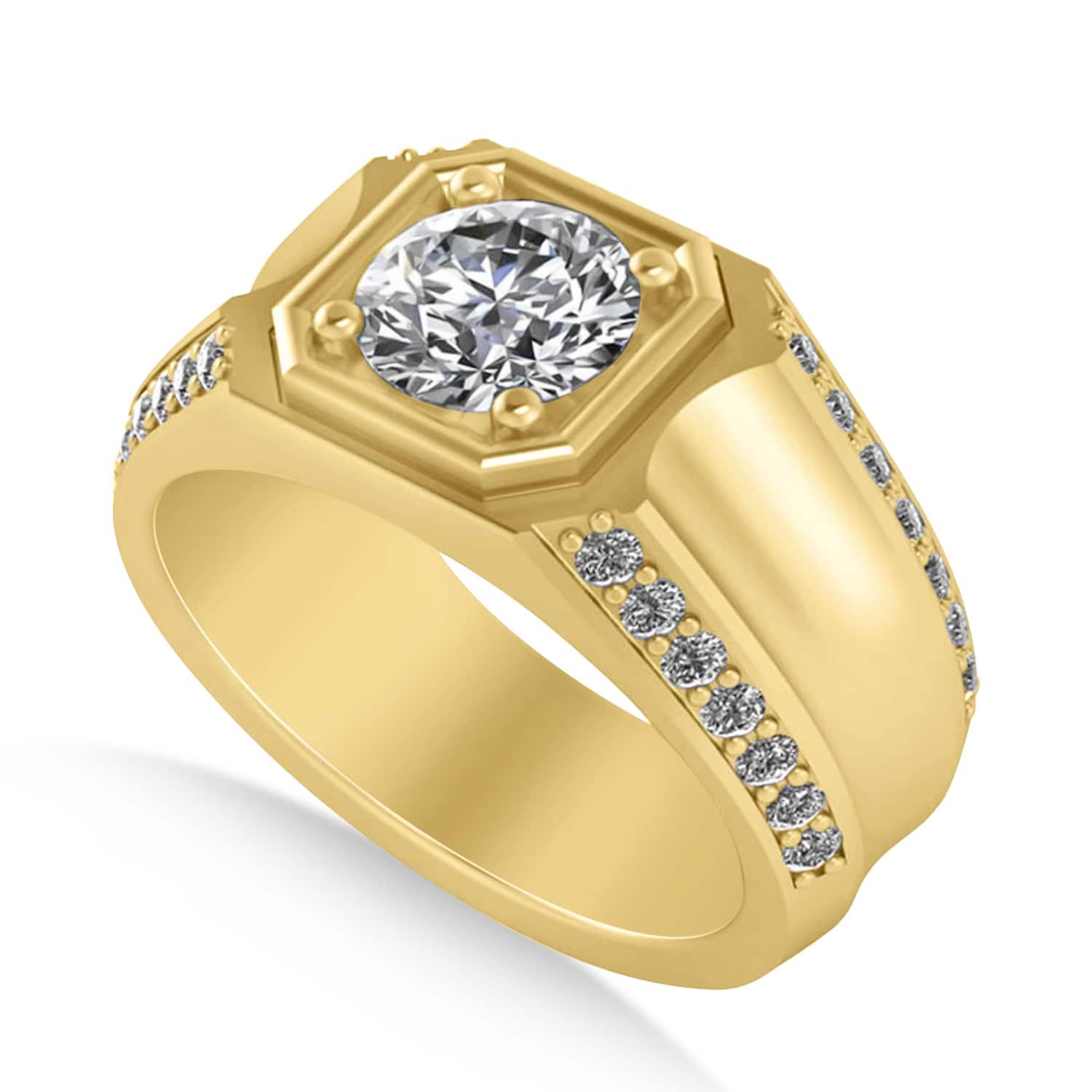 Lab Grown Diamond Accented Men's Engagement Ring 14k Yellow Gold (2.06ct)