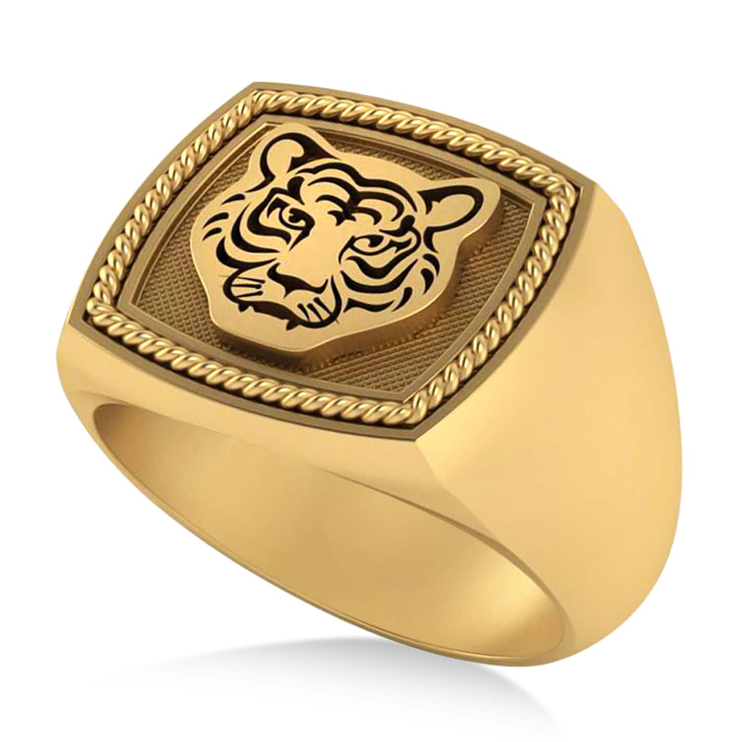 Men's 14K Gold Plated Traditional Cushion Birthstone Class Ring