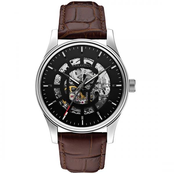 Caravelle Men's Automatic Collection Brown Leather Strap Watch