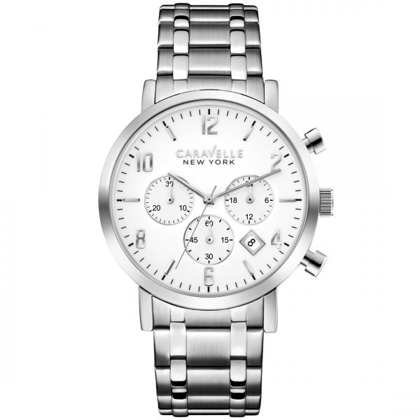 Caravelle Men's Black & White Collection Chronograph Stainless Steel Watch