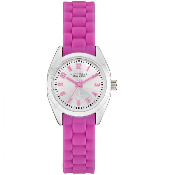 Caravelle Women's Mini Brights Collection Pink Band Metal Watch