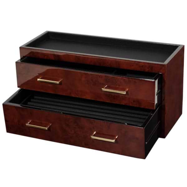 WOLF Meridian Wooden 2 Drawer Charging Station Valet and Pen Box in Burlwood