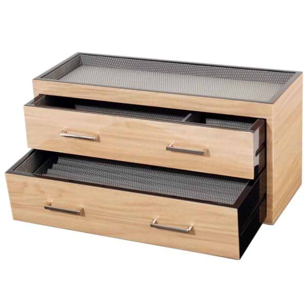WOLF Meridian Wooden 2 Drawer Charging Station Valet and Pen Box in Blonde