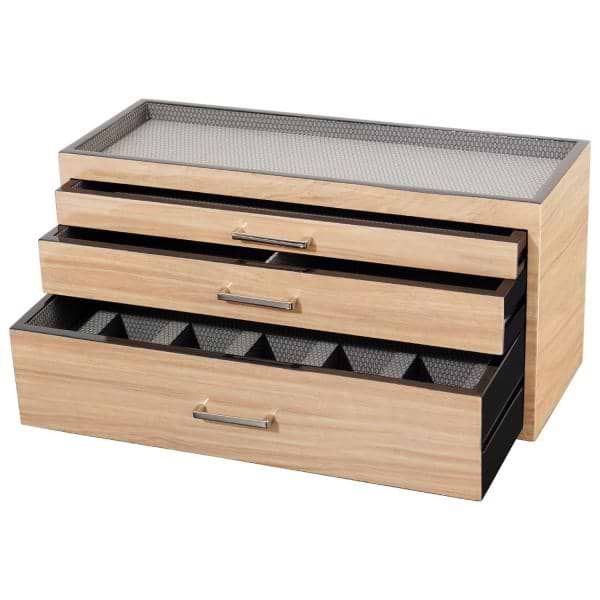 WOLF Meridian Wooden Modular 3 Drawer Dresser Valet & Watch Storage Box in 3 Colors