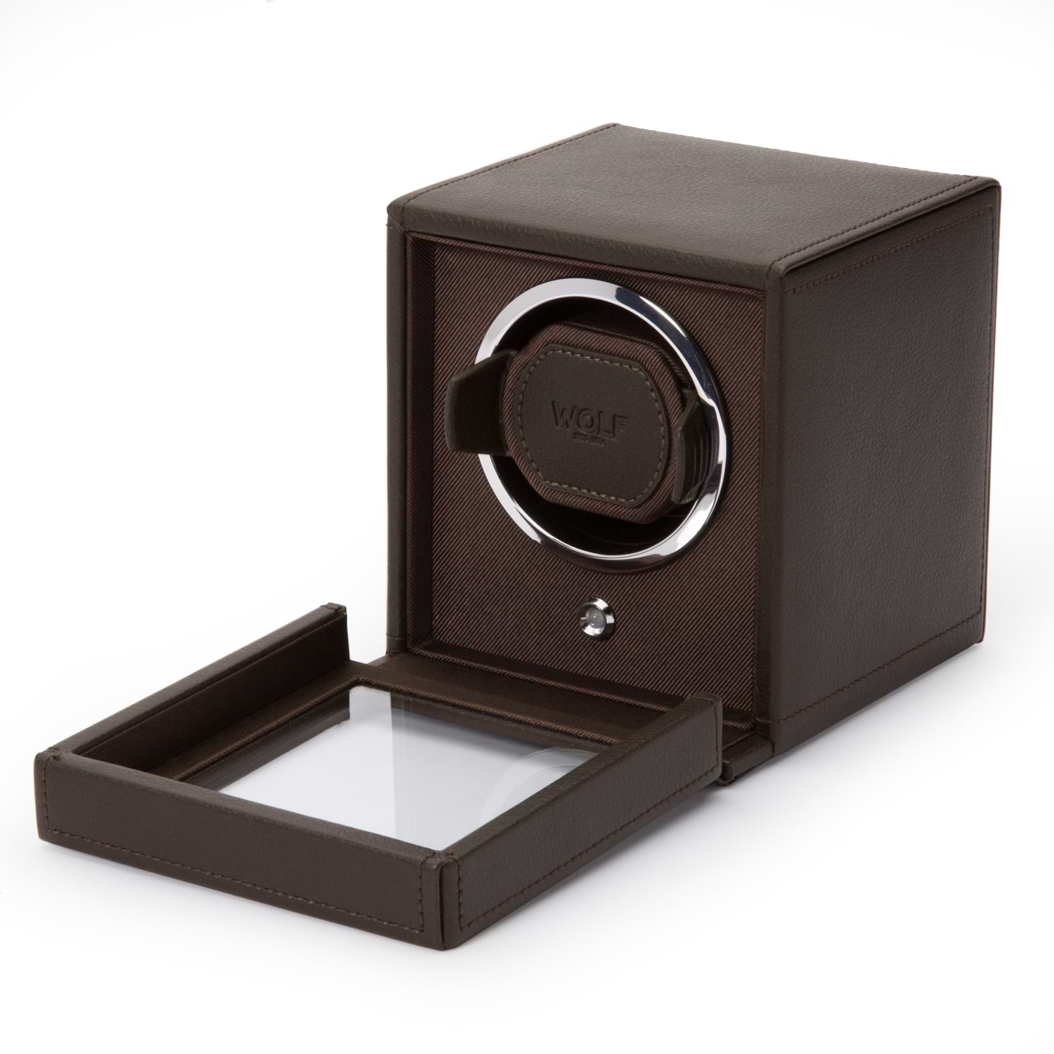 WOLF Cub Single Watch Winder w Cover in Brown