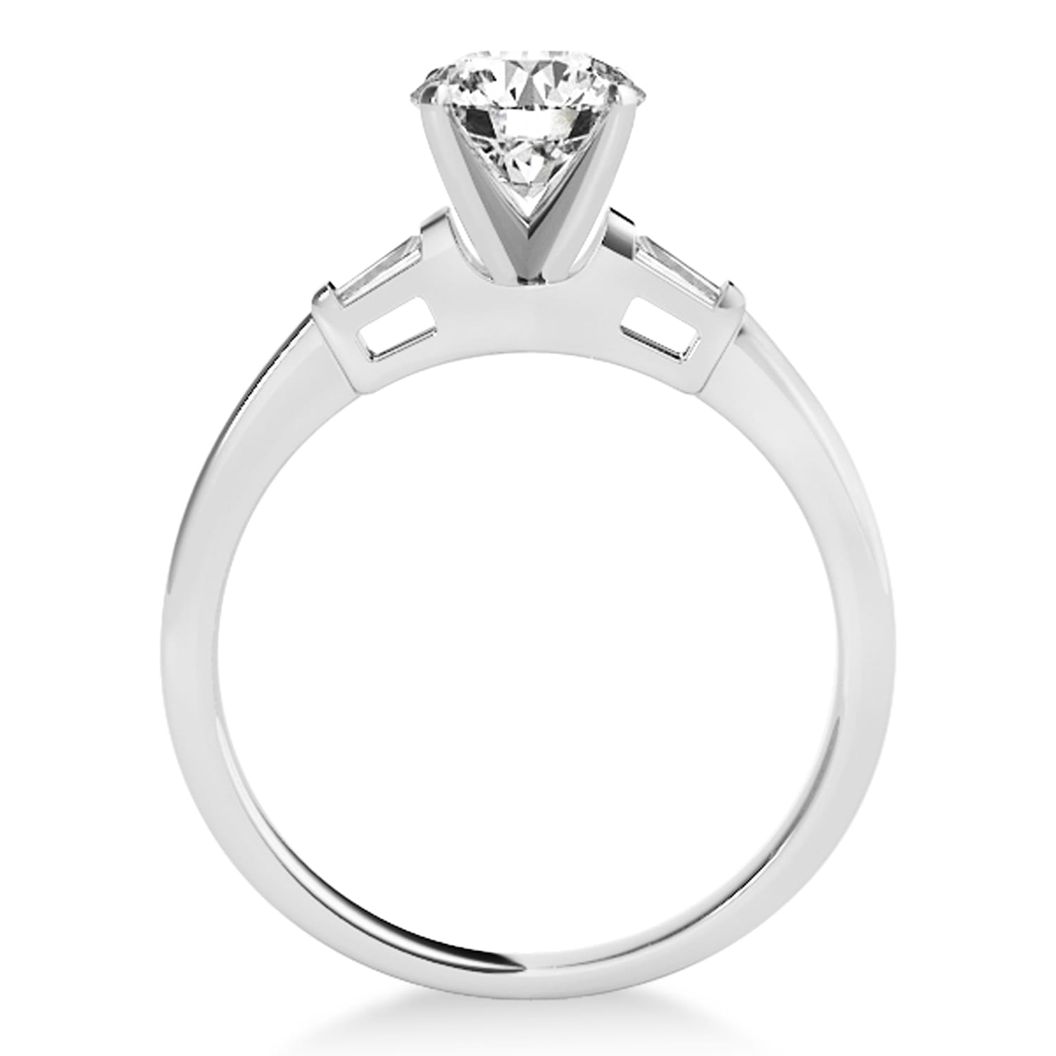 Tapered Baguette 3-Stone Diamond Engagement Ring 14k White Gold (0.10ct)