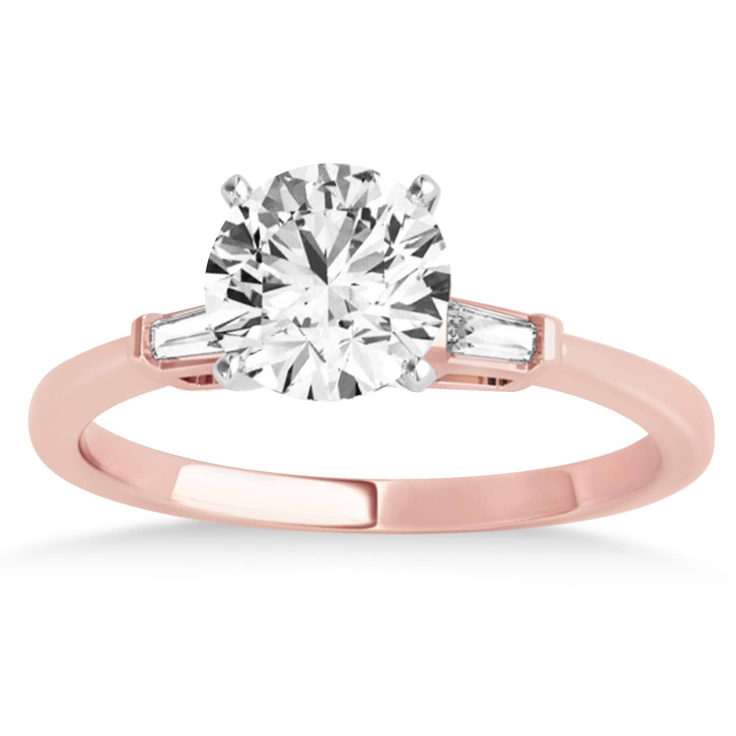 Tapered Baguette 3-Stone Diamond Engagement Ring 18k Rose Gold (0.10ct)
