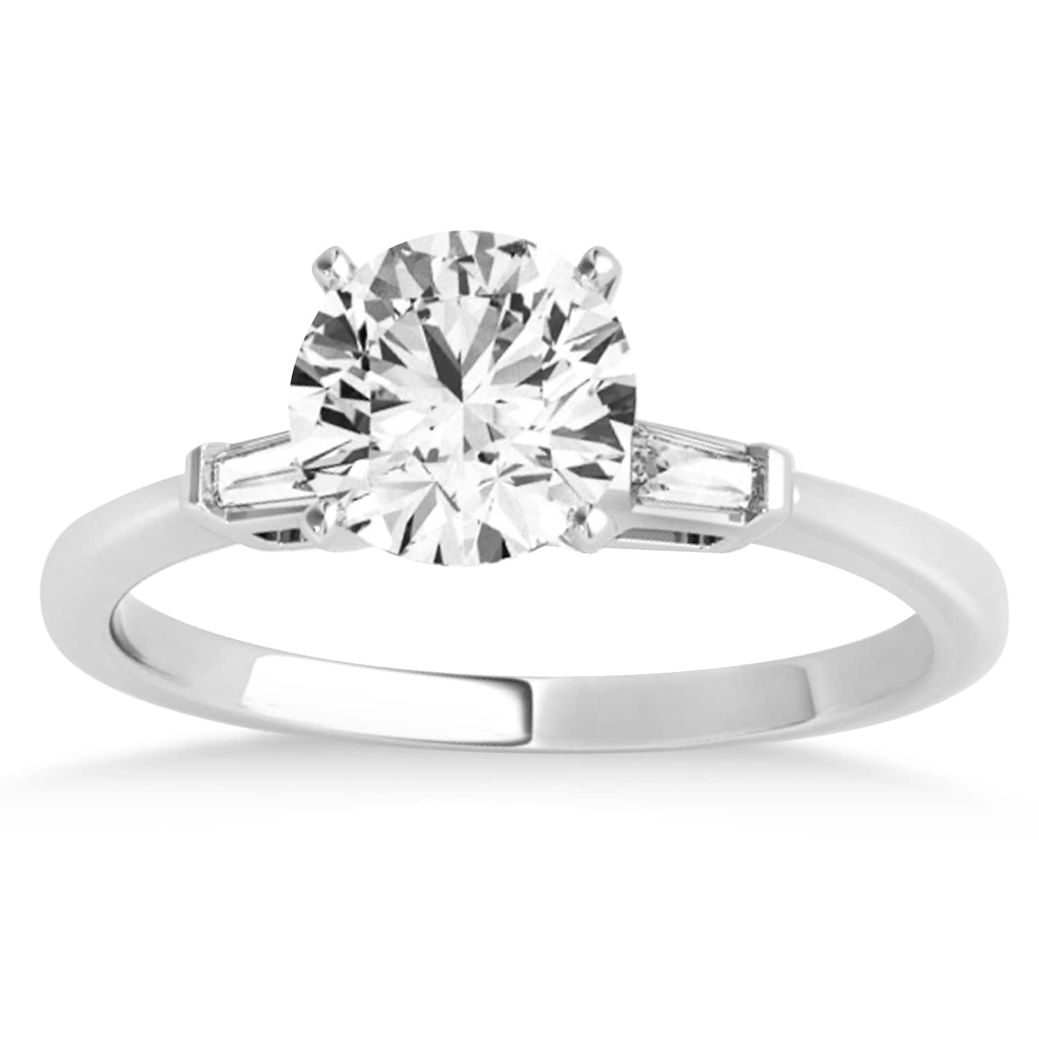 Tapered Baguette 3-Stone Diamond Engagement Ring 18k White Gold (0.10ct)