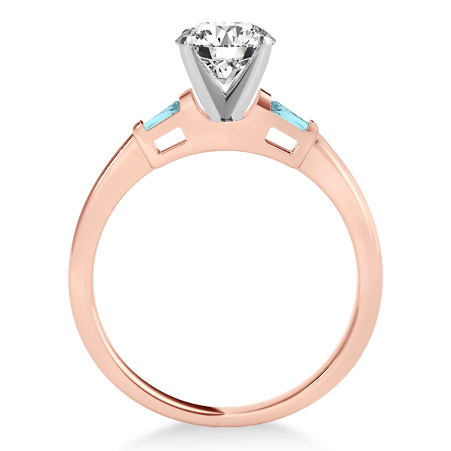 Tapered Baguette 3-Stone Aquamarine Engagement Ring 18k Rose Gold (0.10ct)