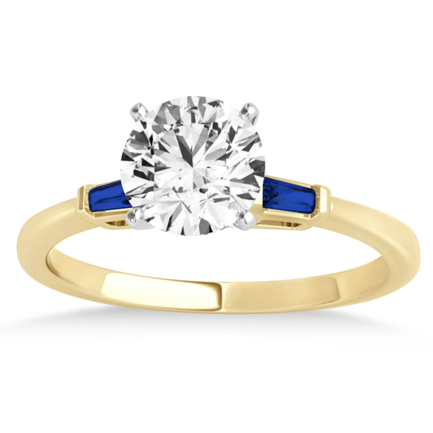 Tapered Baguette 3-Stone Blue Sapphire Engagement Ring 14k Yellow Gold (0.10ct)