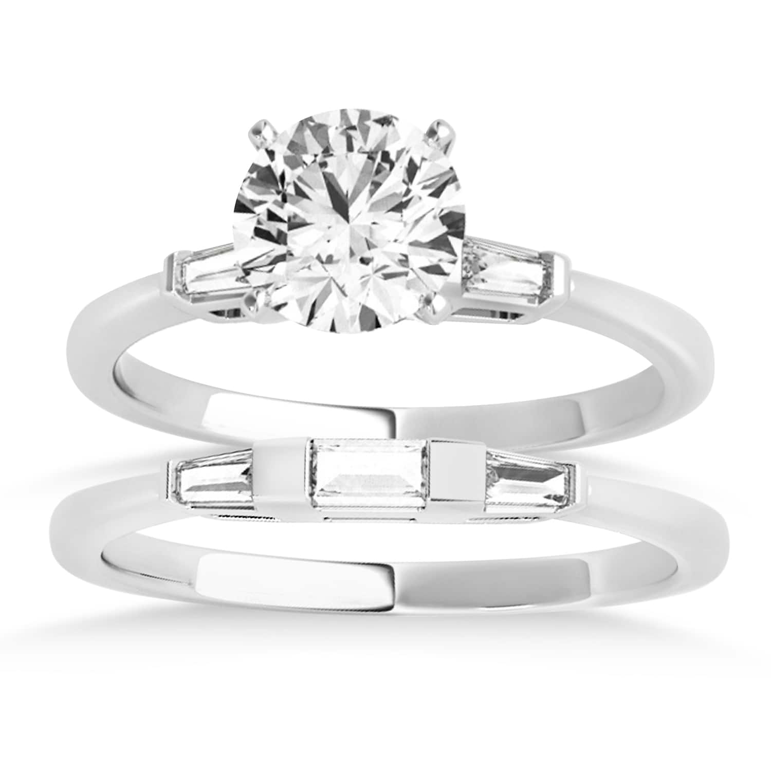 Tapered Baguette 3-Stone Diamond Bridal Set 14k White Gold (0.30ct)