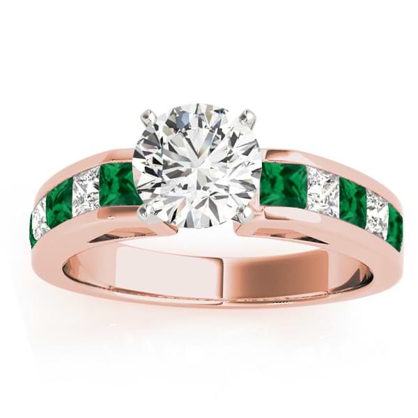 Diamond and Emerald Accented Engagement Ring 14k Rose Gold 1.00ct