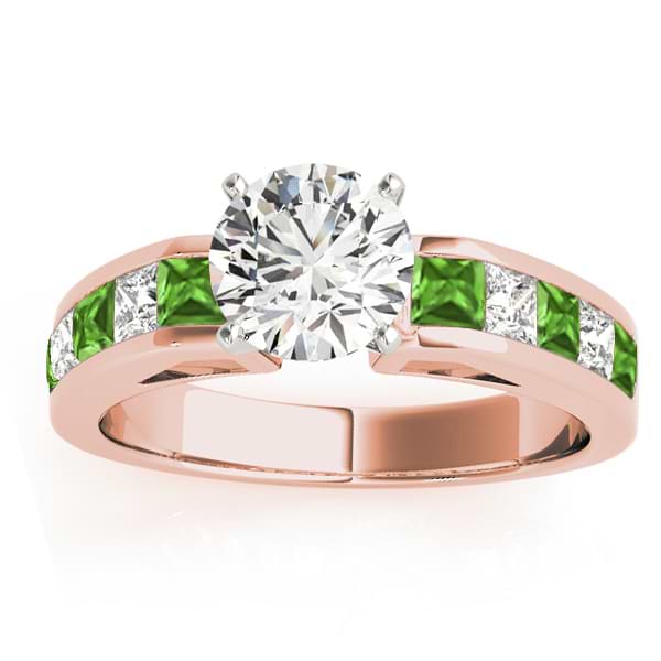 Diamond and Peridot Accented Engagement Ring 18k Rose Gold 1.00ct