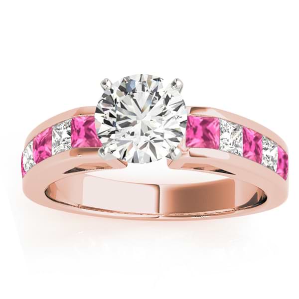Diamond & Pink Sapphire Accents Engagement Ring 18k Rose Gold 1.00ct