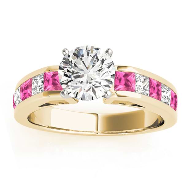 Diamond & Pink Sapphire Accents Engagement Ring 18k Yellow Gold 1.00ct
