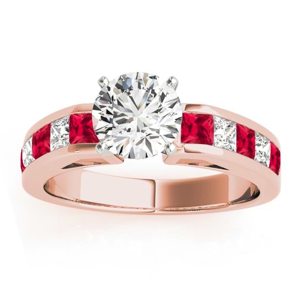 Diamond and Ruby Accented Engagement Ring 14k Rose Gold 1.00ct