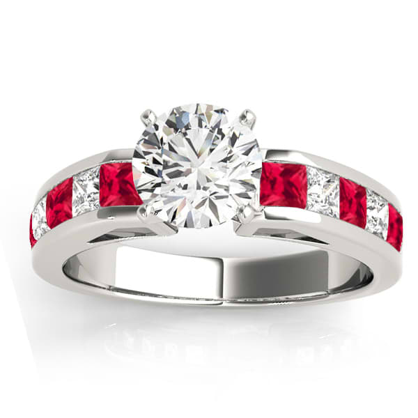 Diamond and Ruby Accented Engagement Ring Palladium 1.00ct