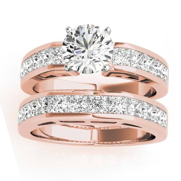 Diamond Princess-cut Channel Bridal Set 18k Rose Gold 2.20ct