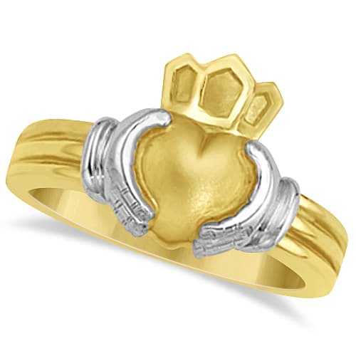 Celtic Claddagh Ring for Men or Women 14K Two Tone Gold