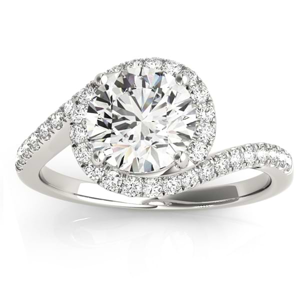 Lab Grown Diamond Halo Accented Engagement Ring Setting 14k White Gold 0.26ct