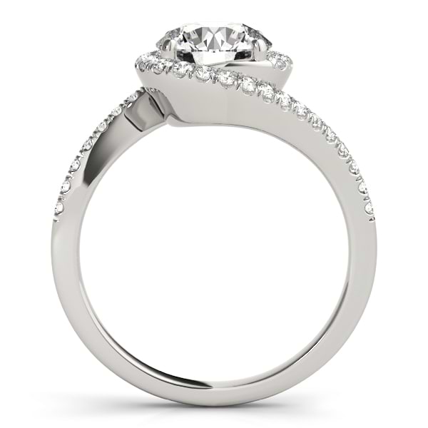 Lab Grown Diamond Halo Accented Engagement Ring Setting 14k White Gold 0.26ct