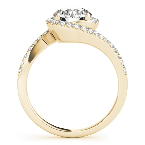 Lab Grown Diamond Halo Swirl Bridal Engagement Ring Set18k Yellow Gold 0.43ct