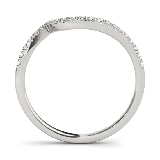 Diamond Contoured Wedding Band 14k White Gold 0.17ct