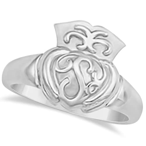 Irish Claddagh Ring Celtic for Men or Women 14k White Gold (14mm)