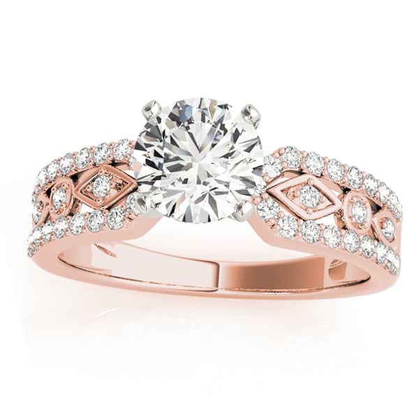 Diamond Multi-Row Engagement Ring Setting 14k Rose Gold (0.22 ct)