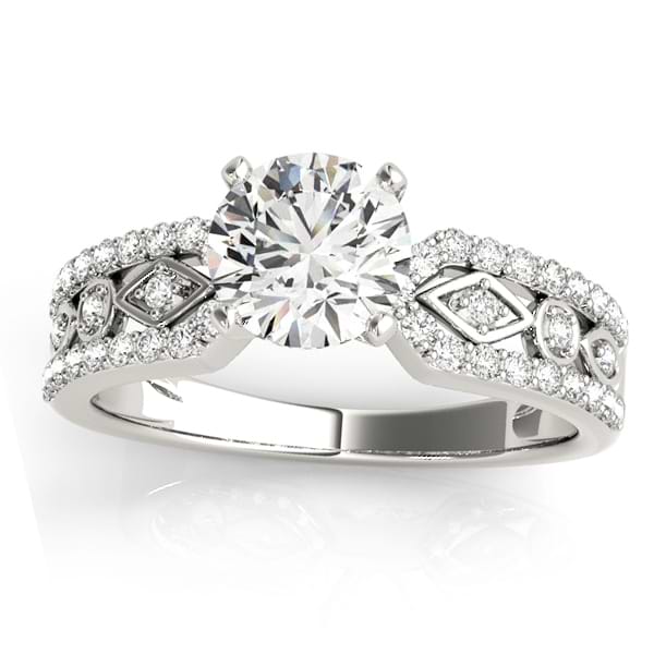 Diamond Multi-Row Engagement Ring Setting 18k White Gold (0.22 ct)
