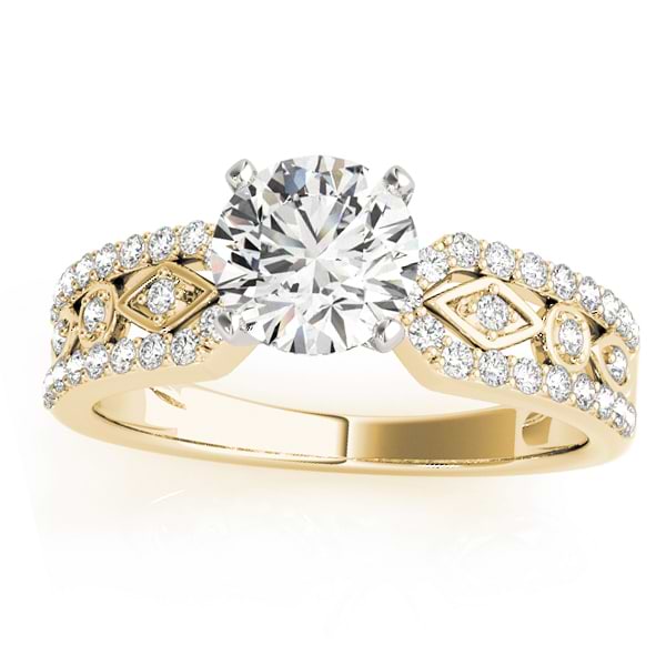 Diamond Multi-Row Engagement Ring Setting 18k Yellow Gold (0.22 ct)