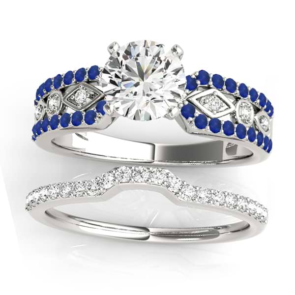 Diamond & Sapphire Bridal Set Setting 18k White Gold (0.38 ct)