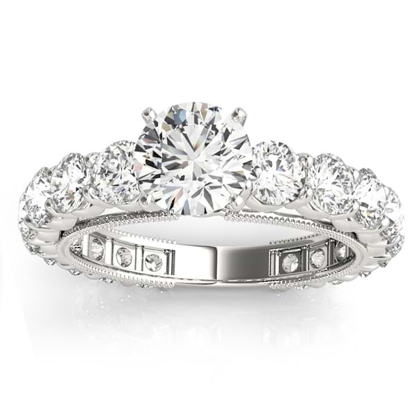 Luxury Diamond Eternity Engagement Ring Setting 14k White Gold 1.96ct