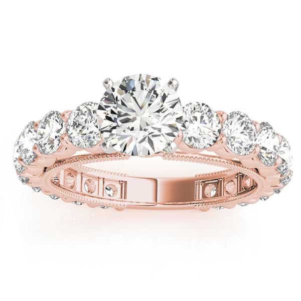 Luxury Diamond Eternity Engagement Ring Setting 18k Rose Gold 1.96ct
