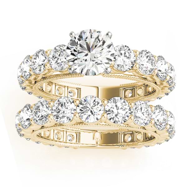 Luxury Diamond Eternity Bridal Ring Set 18k Yellow Gold4.57ct