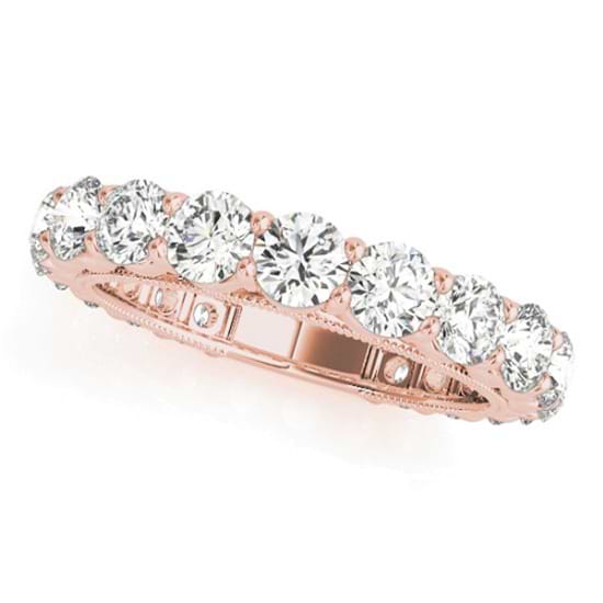 Luxury Diamond Eternity Wedding Ring Band 14k Rose Gold 2.61ct